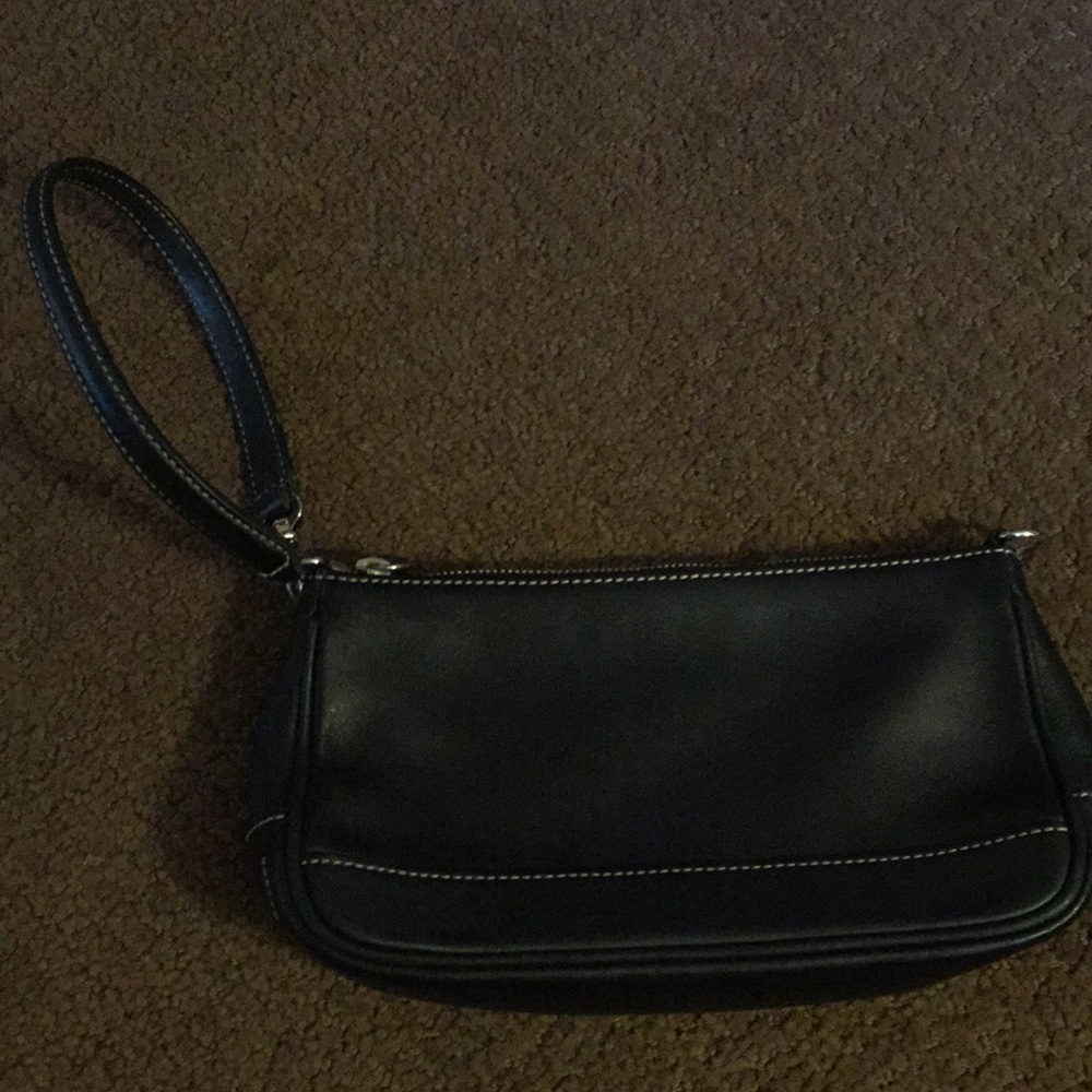 Black coach leather wristlet